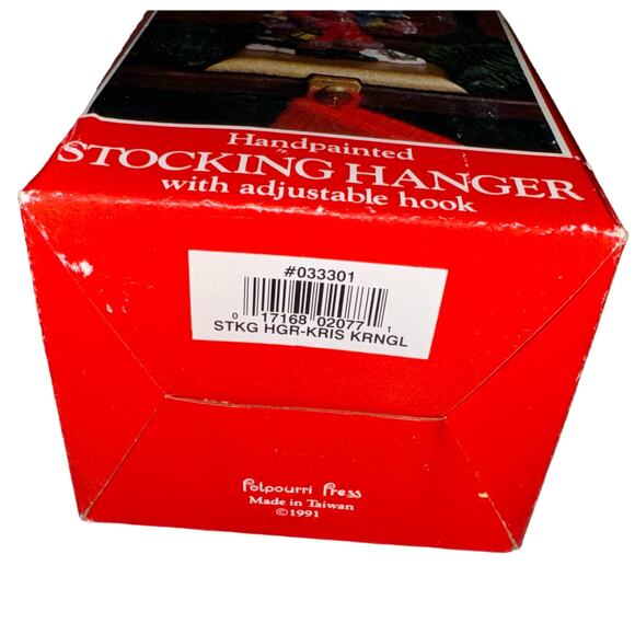 Vintage Hand Painted Santa Christmas Stocking Hanger Holder With Cast Iron Base - Picture 12 of 12